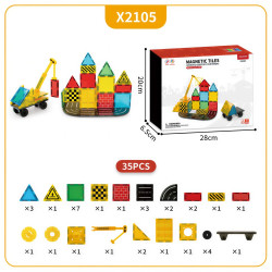 Magnetic tiles LELINO Build 35pcs