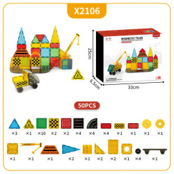 Magnetic tiles LELINO Build 50 pcs