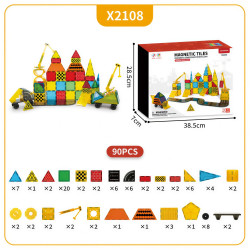 Magnetic tiles LELINO Build 90 pcs