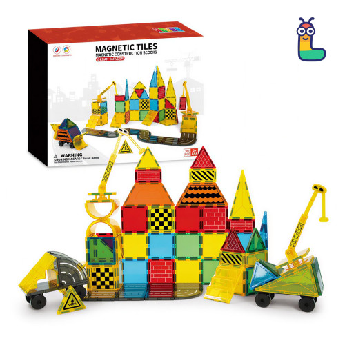 Magnetic tiles LELINO Build 90 pcs