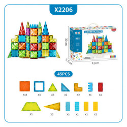 Magnetic tiles LELINO Diamond 45pcs