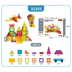 Magnetic tiles LELINO Play 66pcs